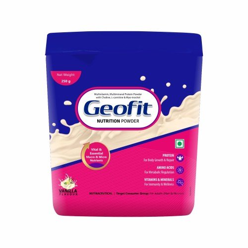 Geofit Vanilla Flavoured Protein Powder Growth and Maintain Healthy Weight -250g