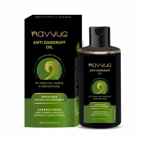 Navyug Anti Dandruff Hair Oil with 9 Nourishing Oils for Flake-Free, Healthy & Hydrated Scalp - 60ml