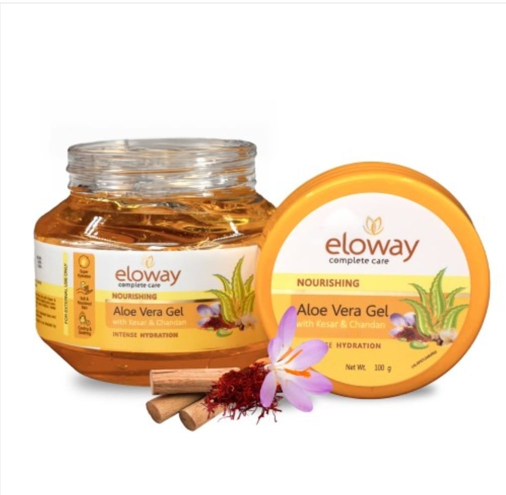 Eloway Aloevera Gel with Kesar & Chandan  Paraben & Silicon Free - 100g